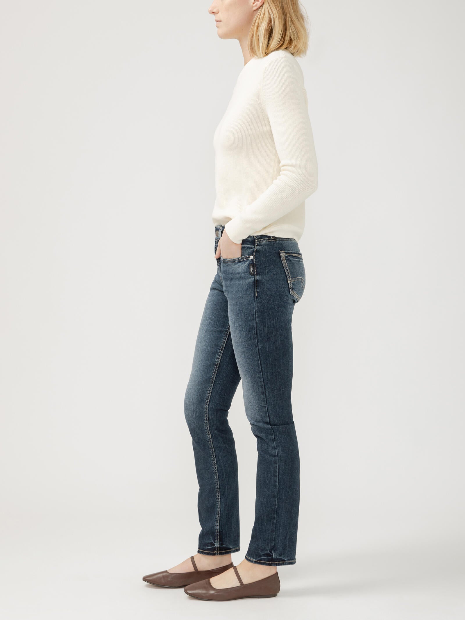 Suki Mid Rise Straight Leg Jeans