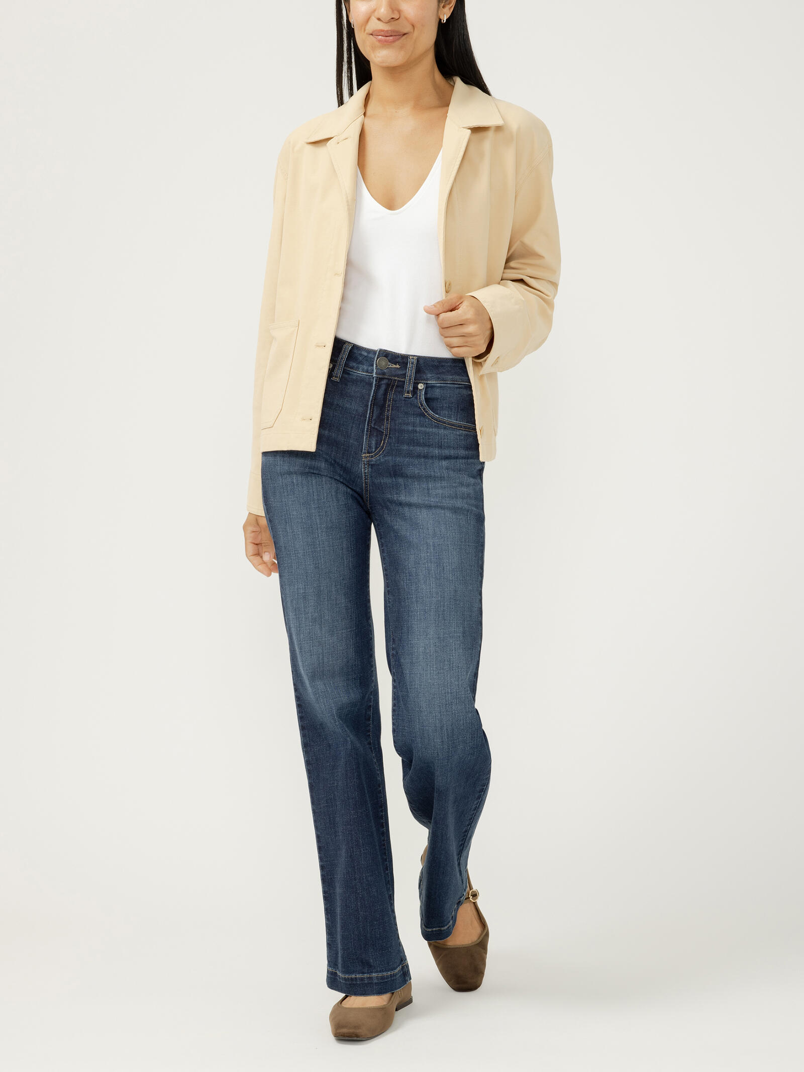 Avery High Rise Trouser Leg Luxe Stretch Jeans