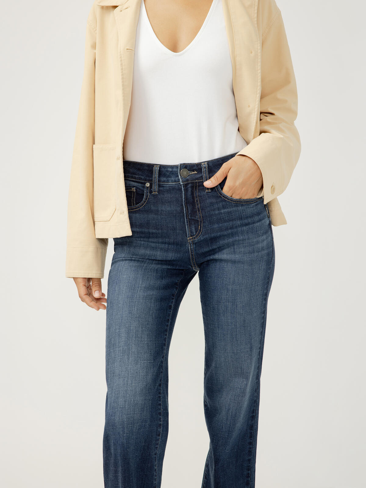 Avery High Rise Trouser Leg Luxe Stretch Jeans