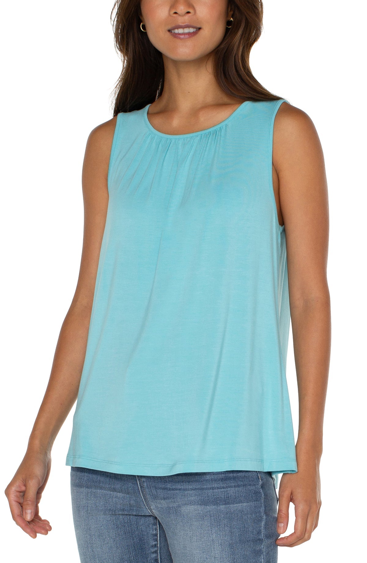 A-Line Sleeveless Knit Top - Turquoise Tide