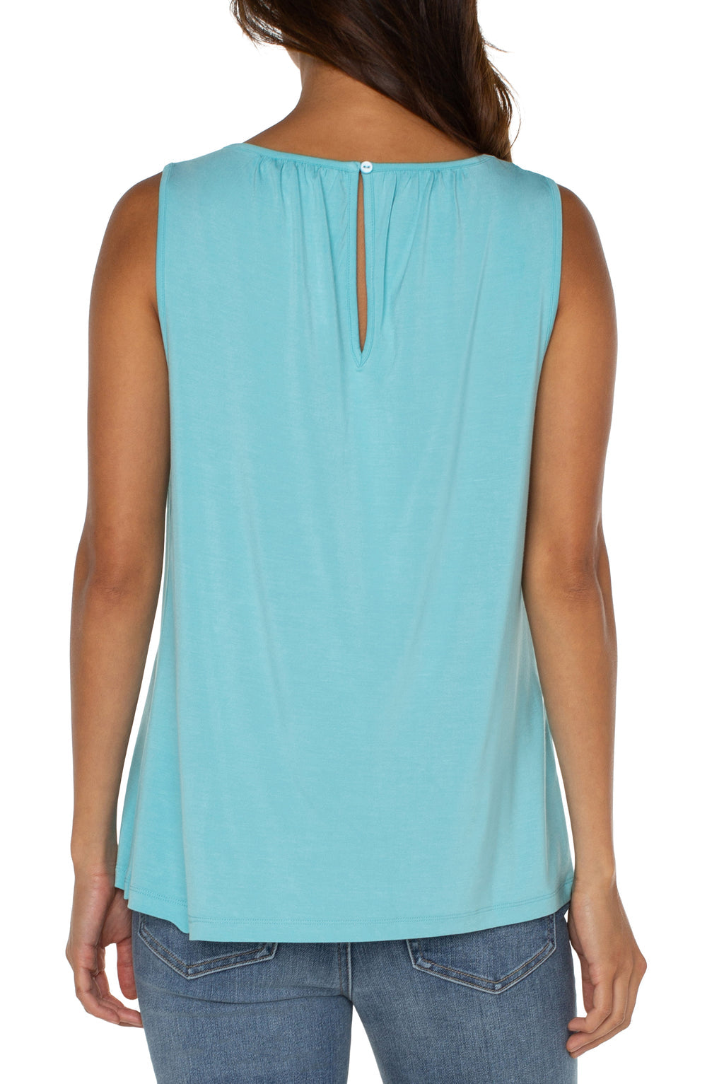 A-Line Sleeveless Knit Top - Turquoise Tide