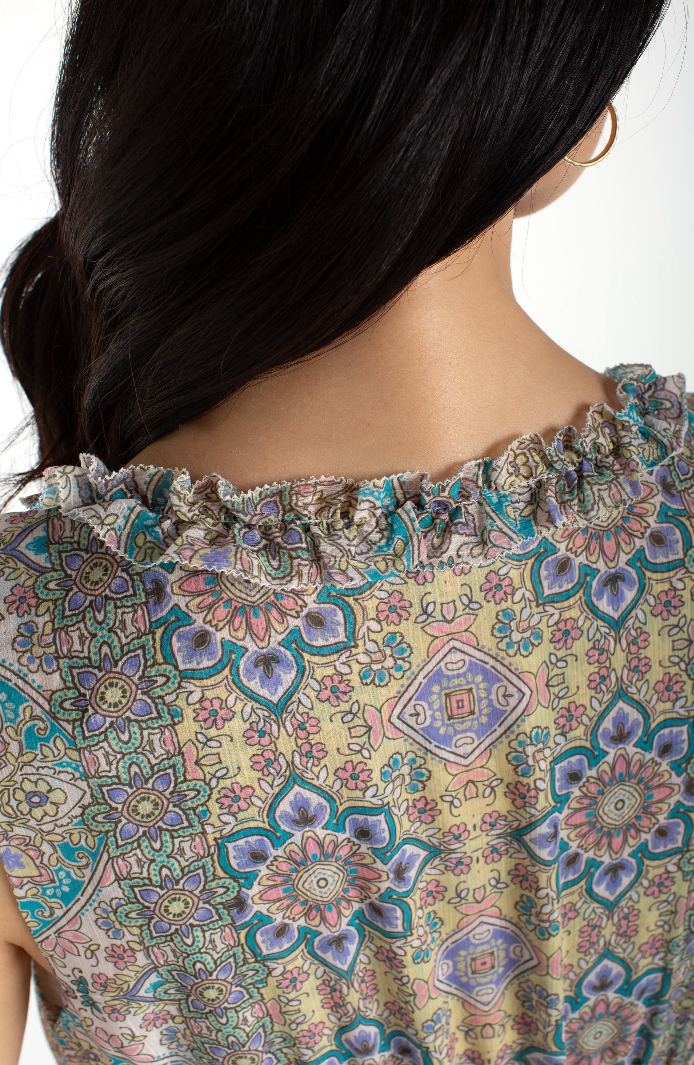 Sleeveless Smocked Waist Dress - Citron Multi