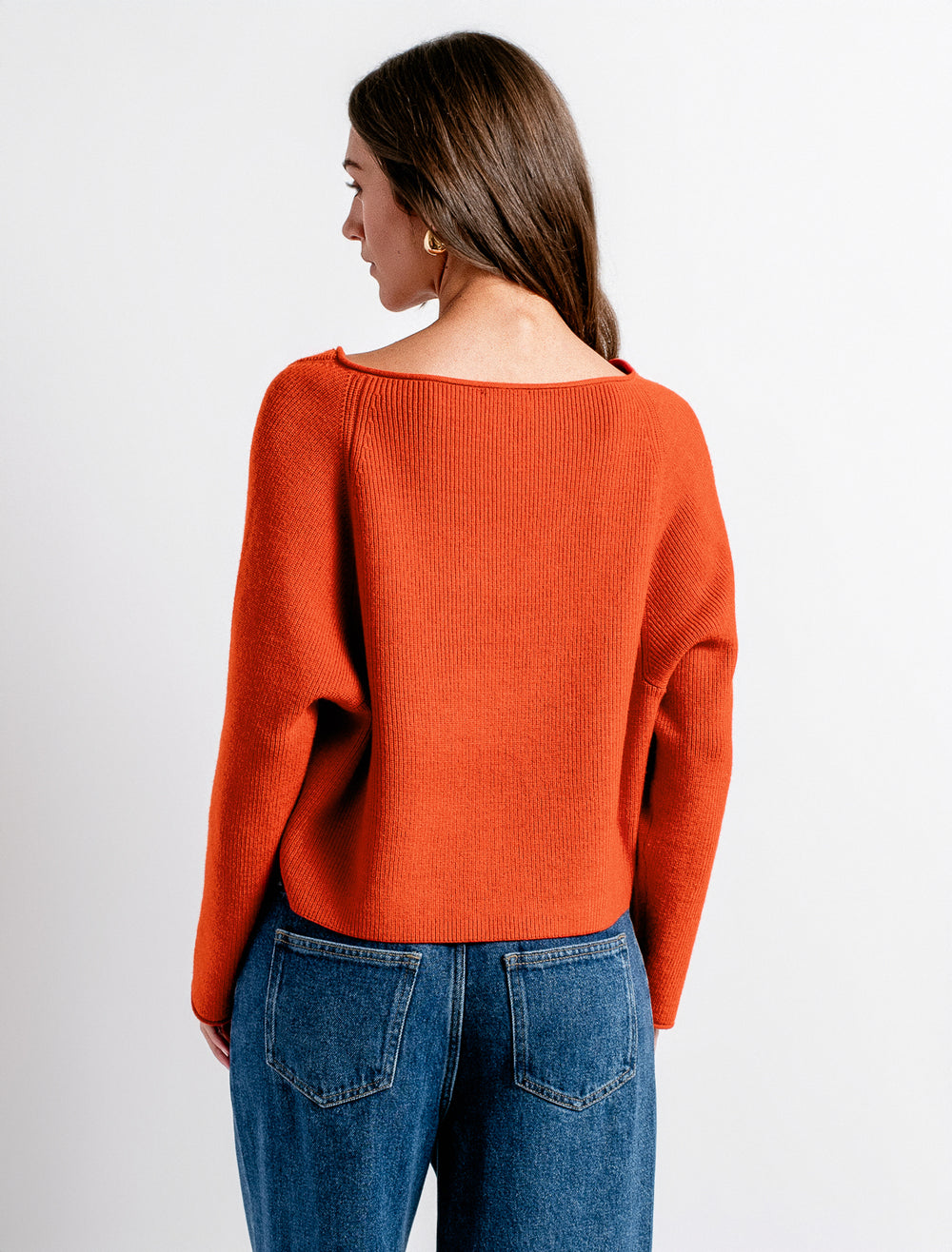 Asima 'V' Sweater Top - Dk Coral