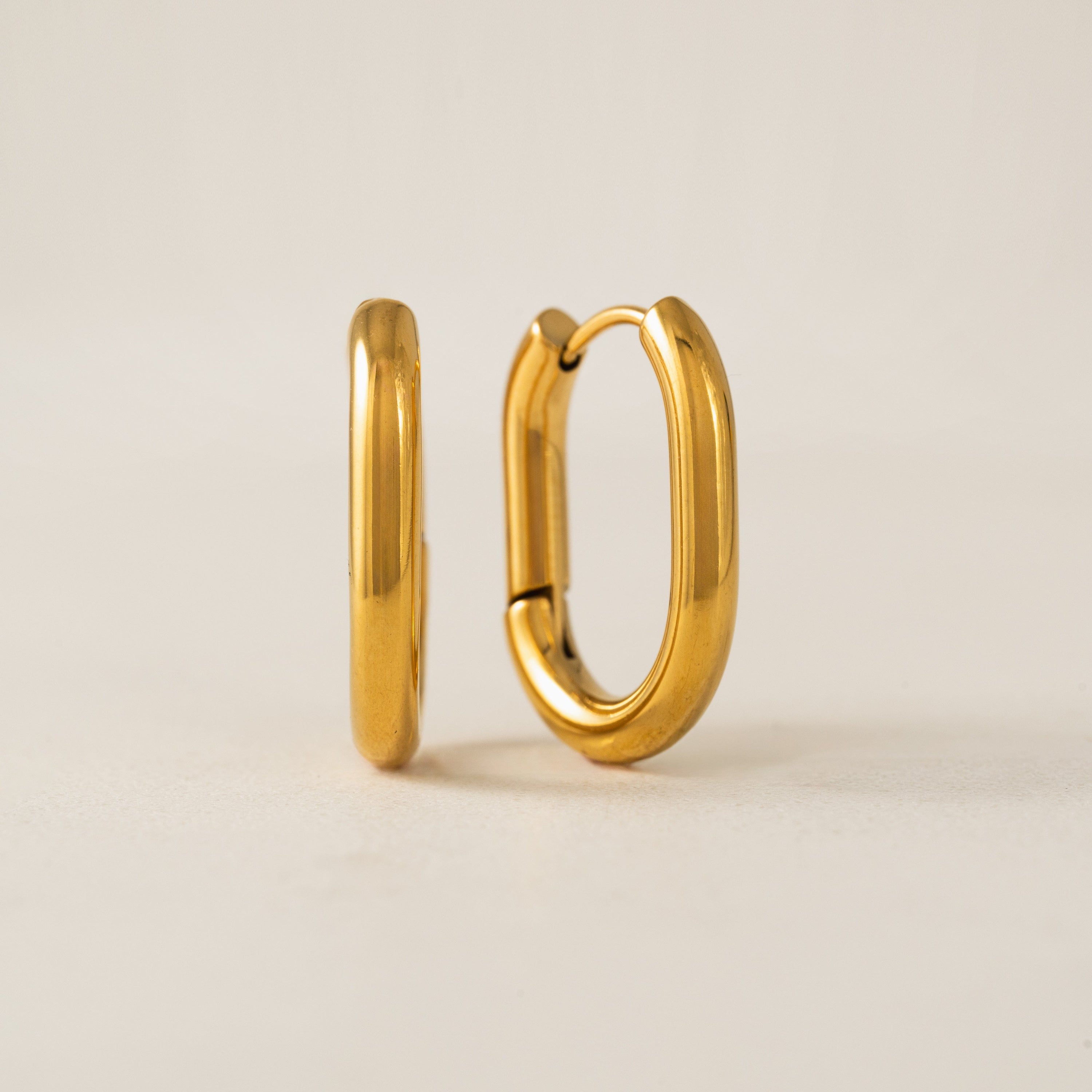 Midi Paperclip Puff Hoop Earrings - Gold