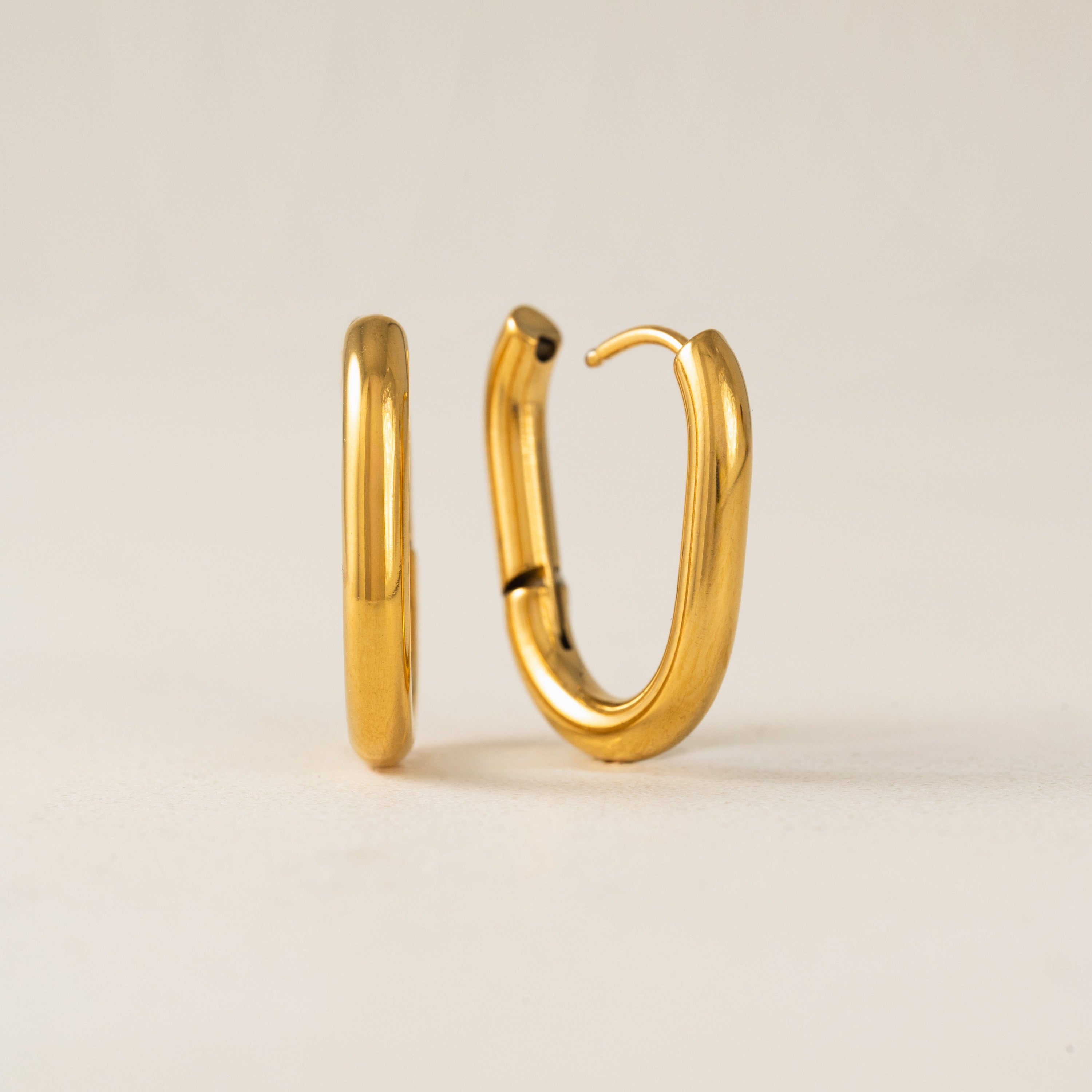Midi Paperclip Puff Hoop Earrings - Gold