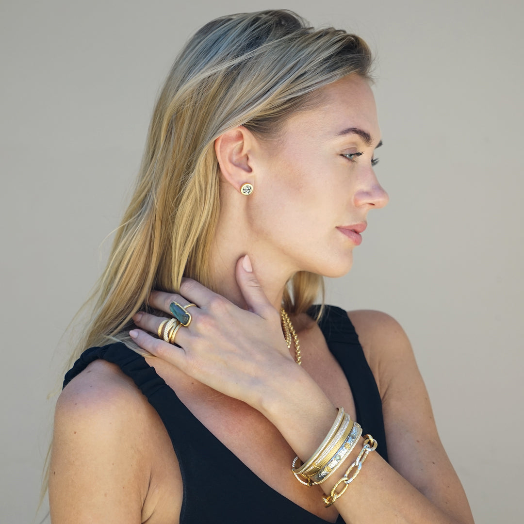 Gold Flora Coin Studs