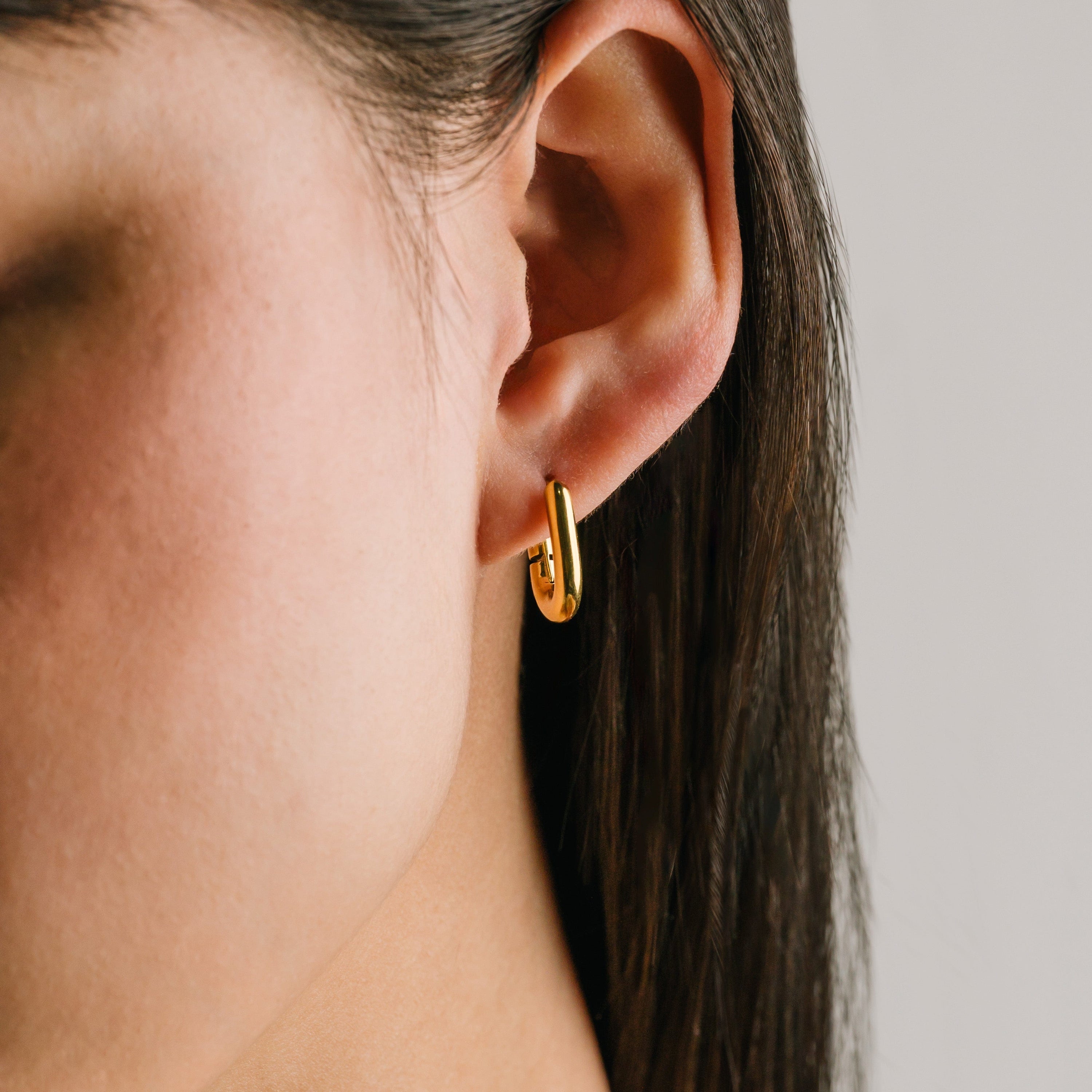 Small Paper Clip Puff Earrings - Gold