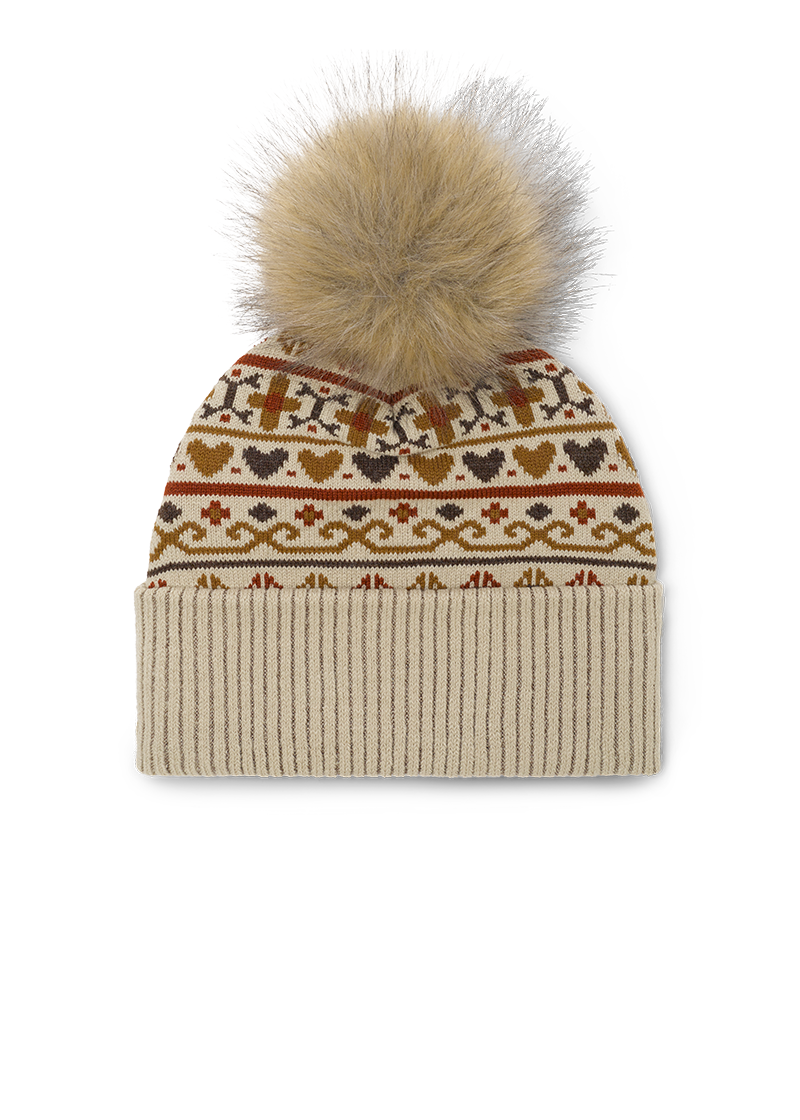 Sweater Cuffed Faux Fur Pom Pom Beanie
