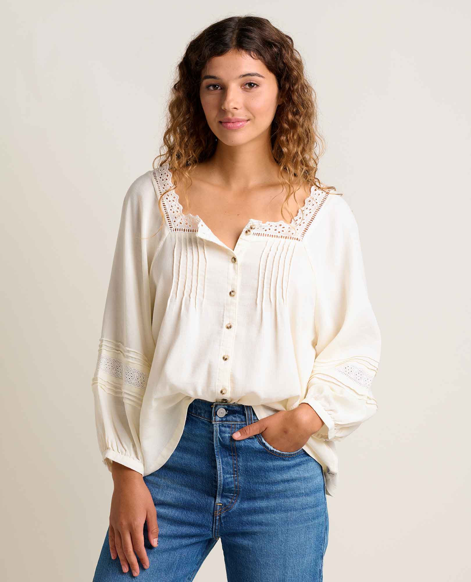 Manzana Long Sleeve Peasant Top