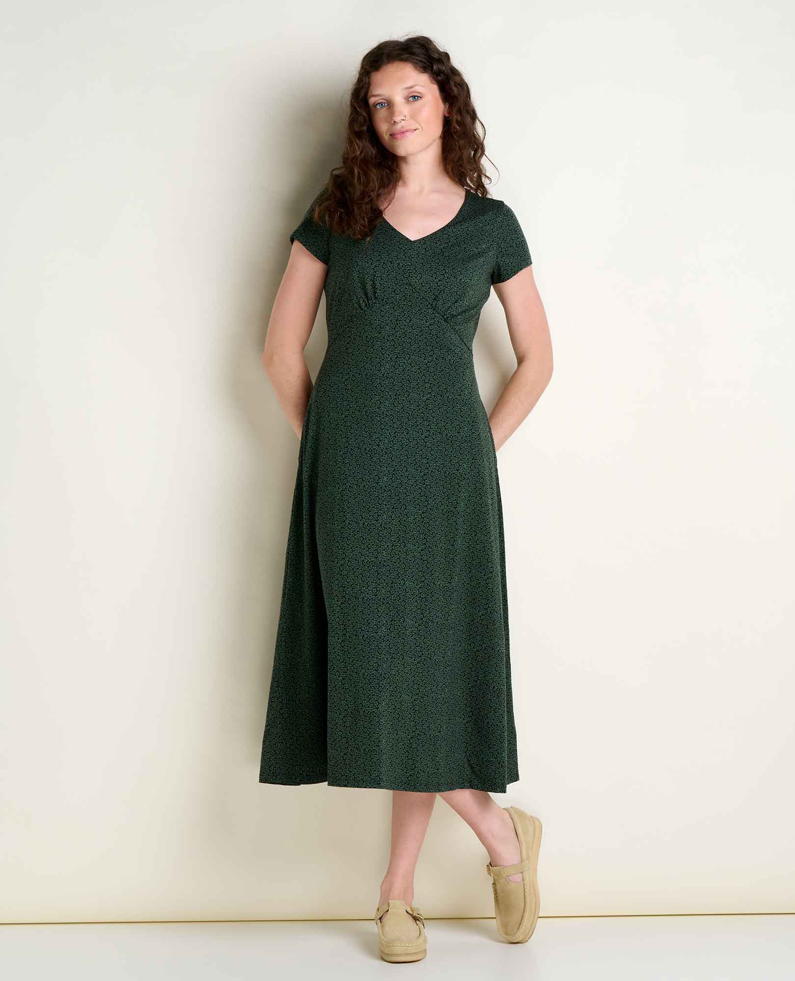 Rose Midi Dress - Cilantro Ditsy Print