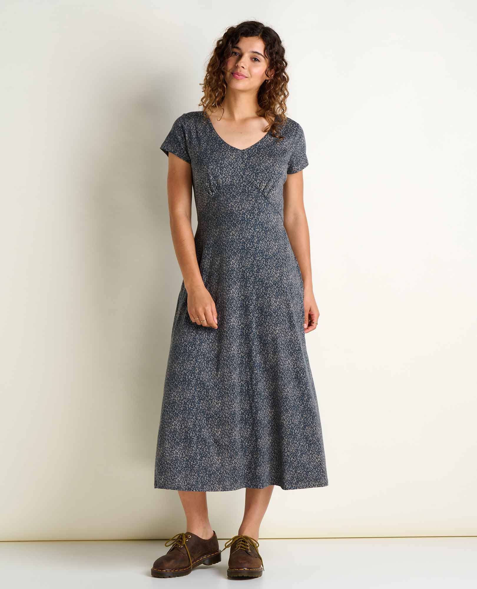 Rose Midi Dress - Ink Print