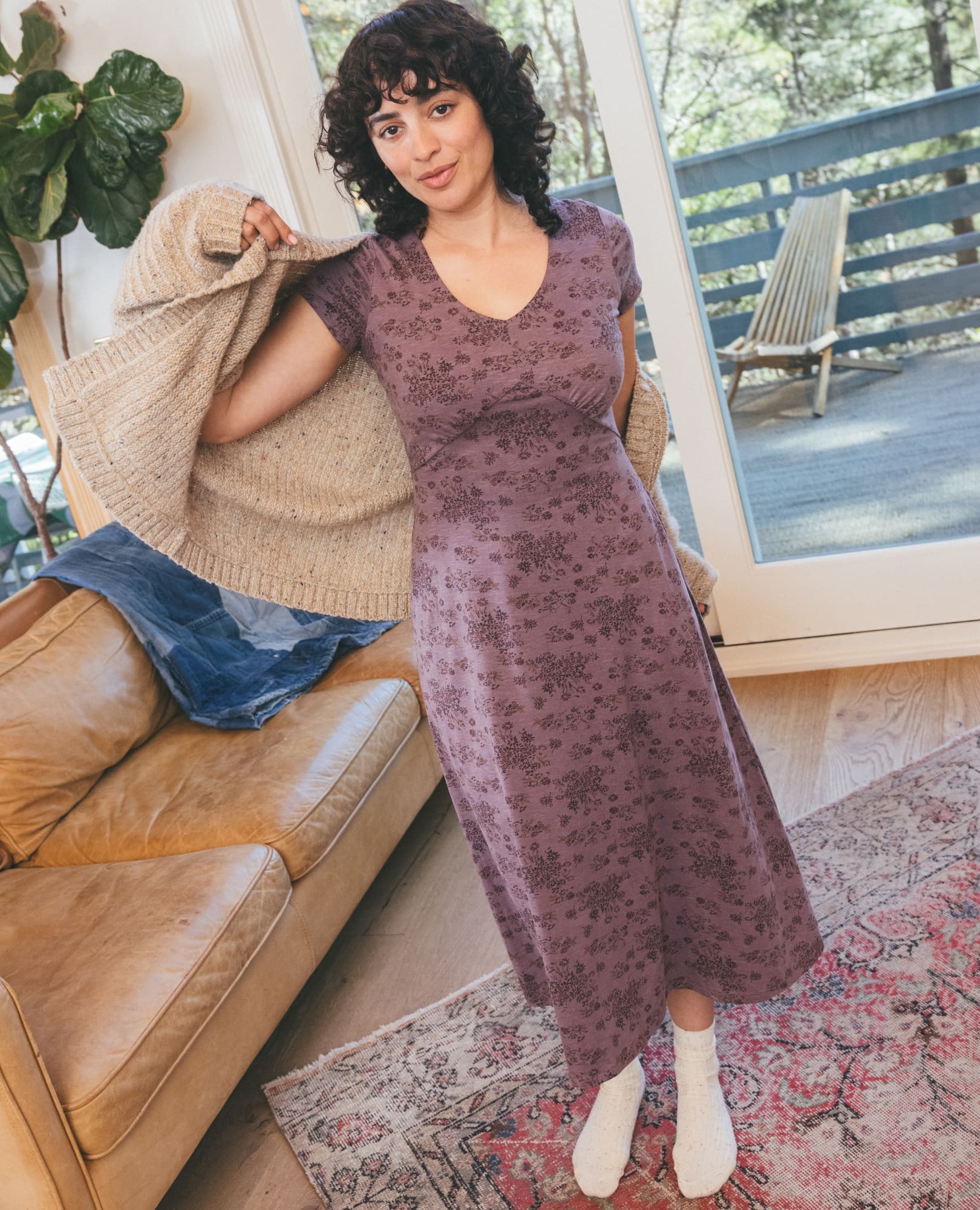 Rose Midi Dress - Moonscape Print