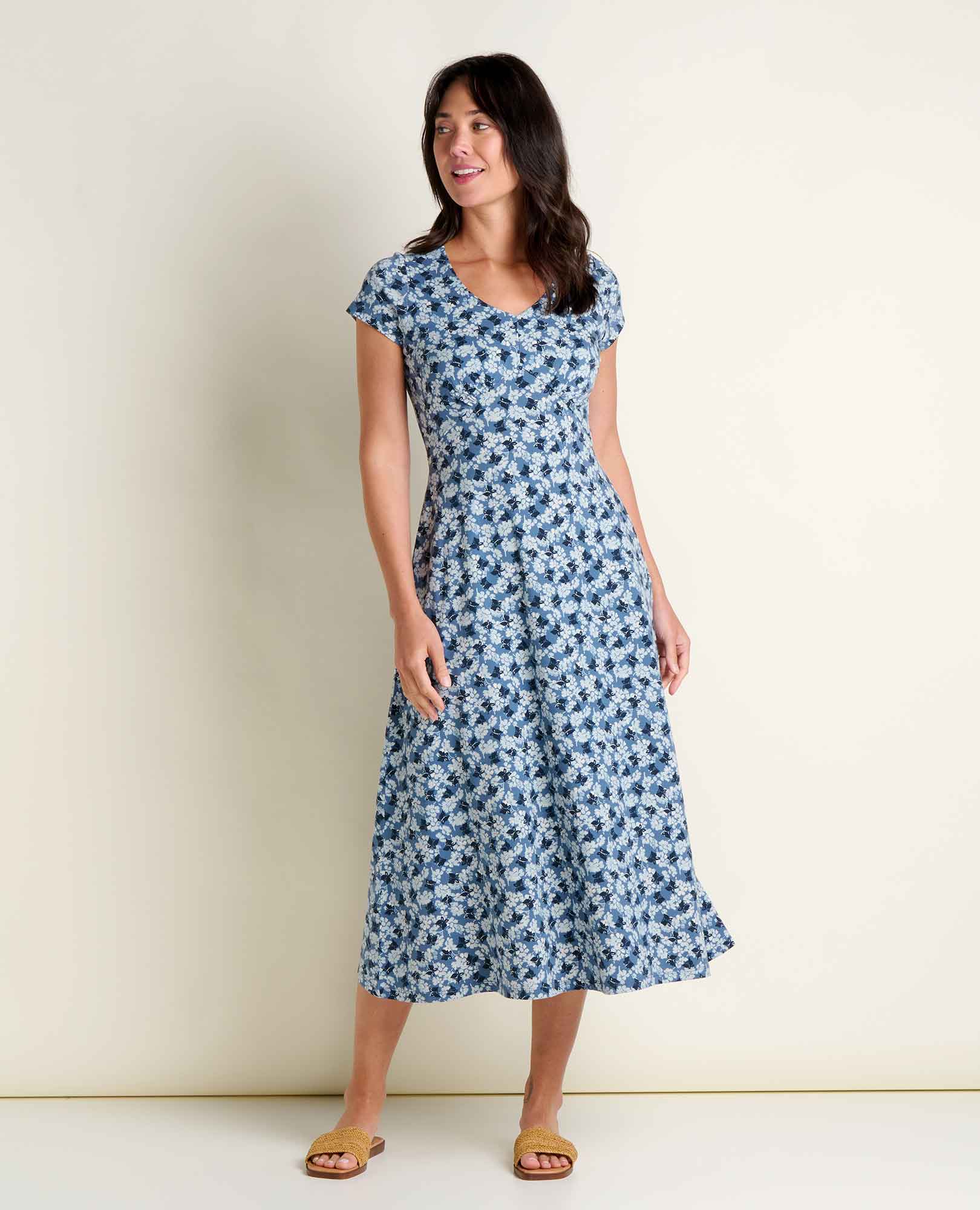 Rose Midi Dress - Pacific Blue Print