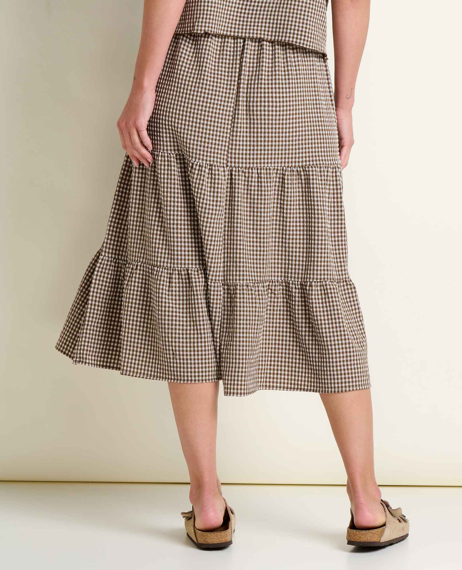 Sunkissed Tiered Midi Skirt - Almond Pattern Texture