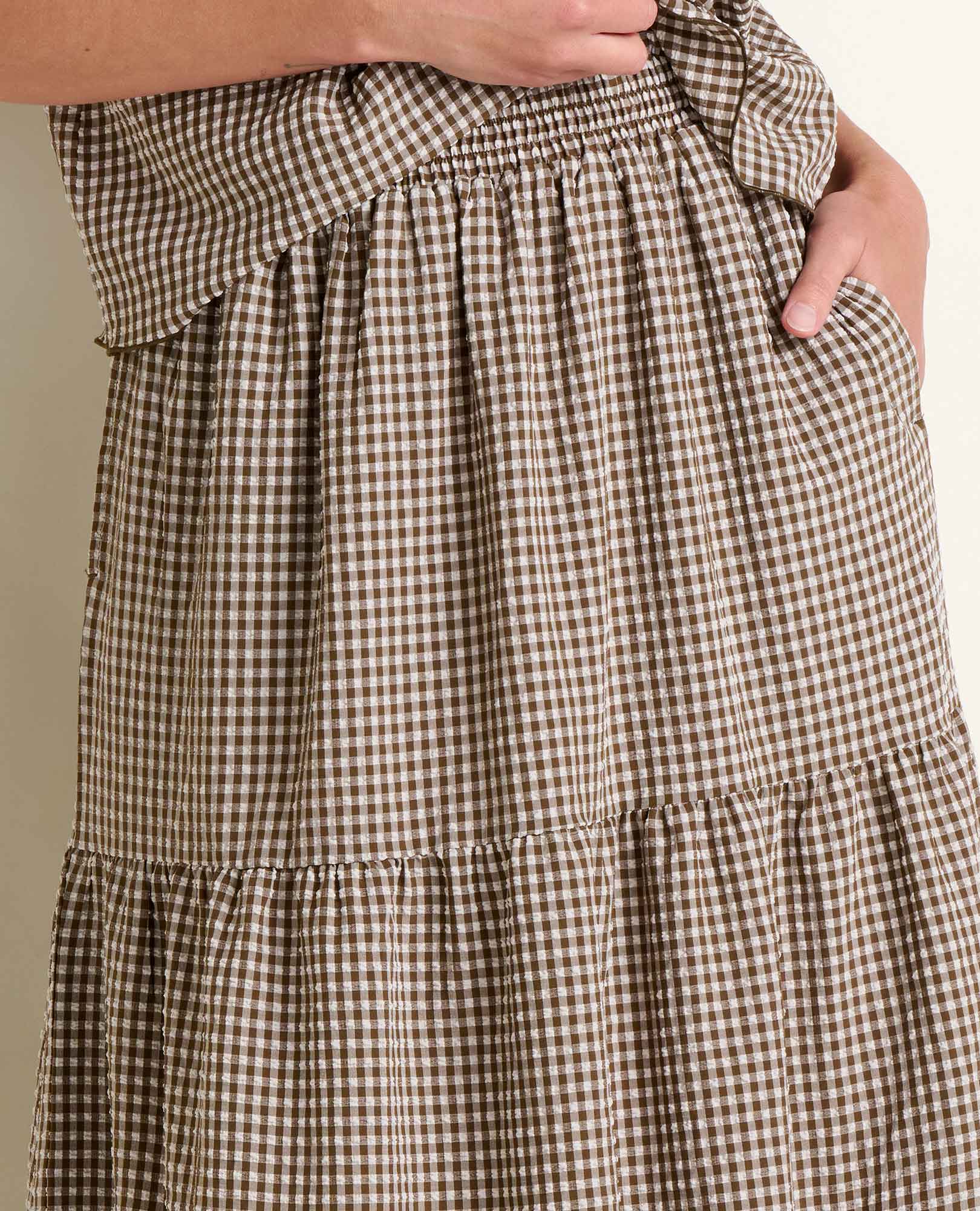 Sunkissed Tiered Midi Skirt - Almond Pattern Texture