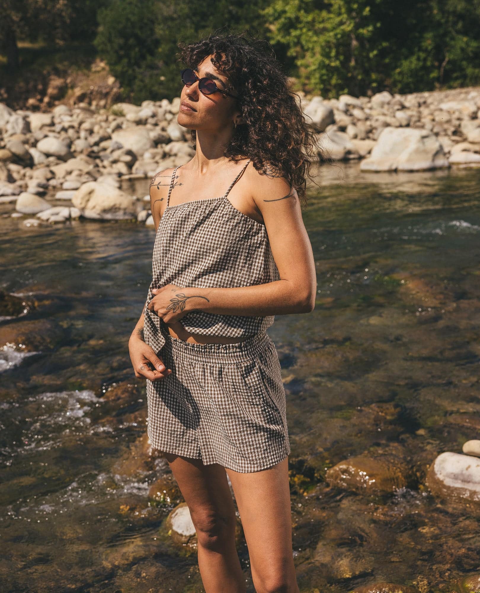 Sunkissed Strappy Tank - Almond Pattern Texture