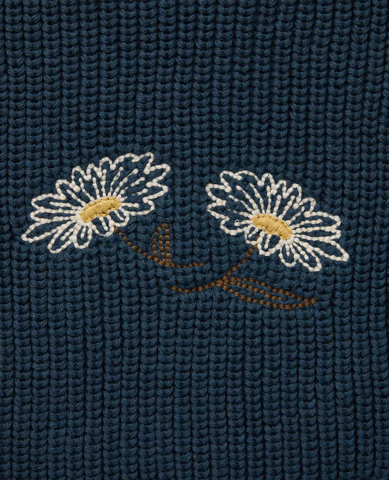 Bianca Daisy Embroidered Crew Sweater