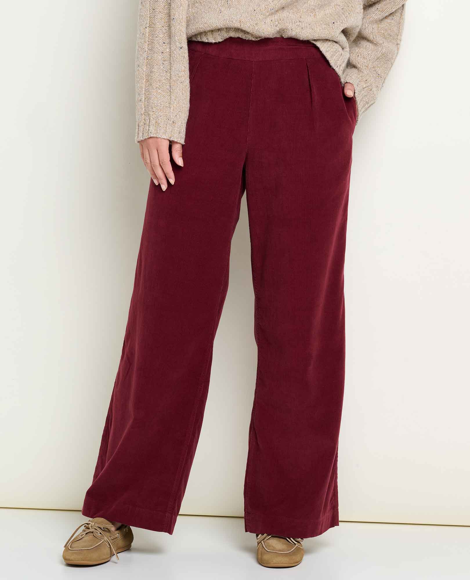 Cattail Corduroy Wide Leg Pant - Port