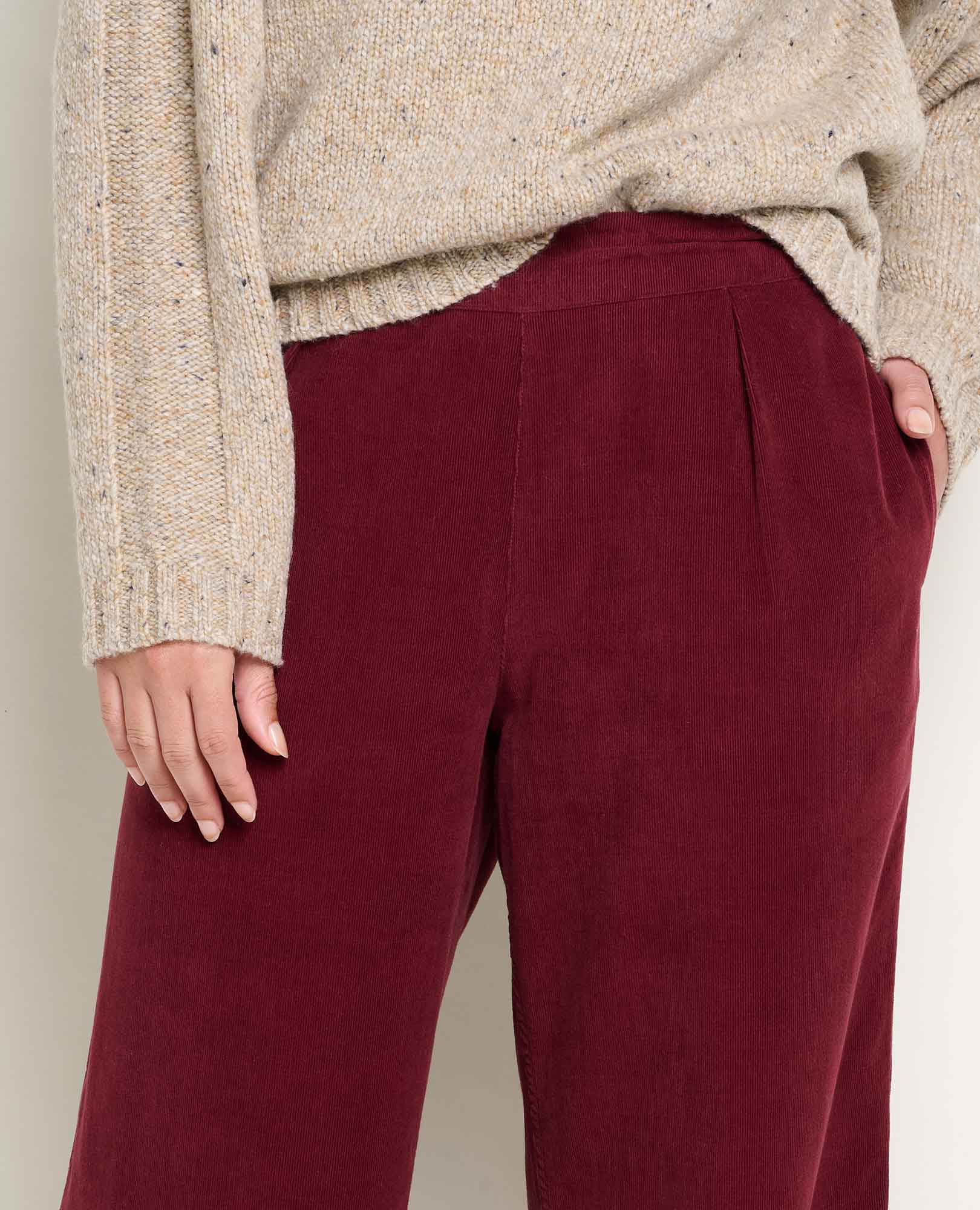 Cattail Corduroy Wide Leg Pant - Port