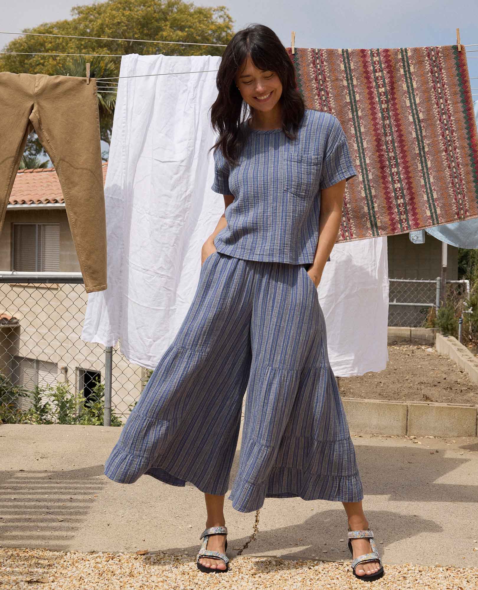 Tate Double Weave Shirt - Kyanite Stripe