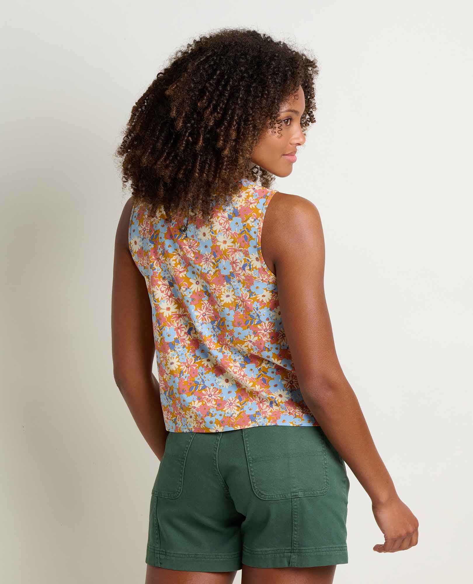 Sunkissed Button Back Tank - Sunset Print