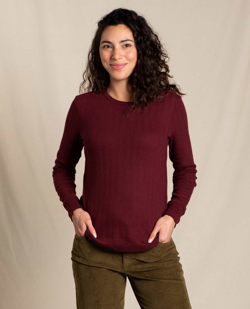 Foothill Pointelle Long Sleeve Crew - Port