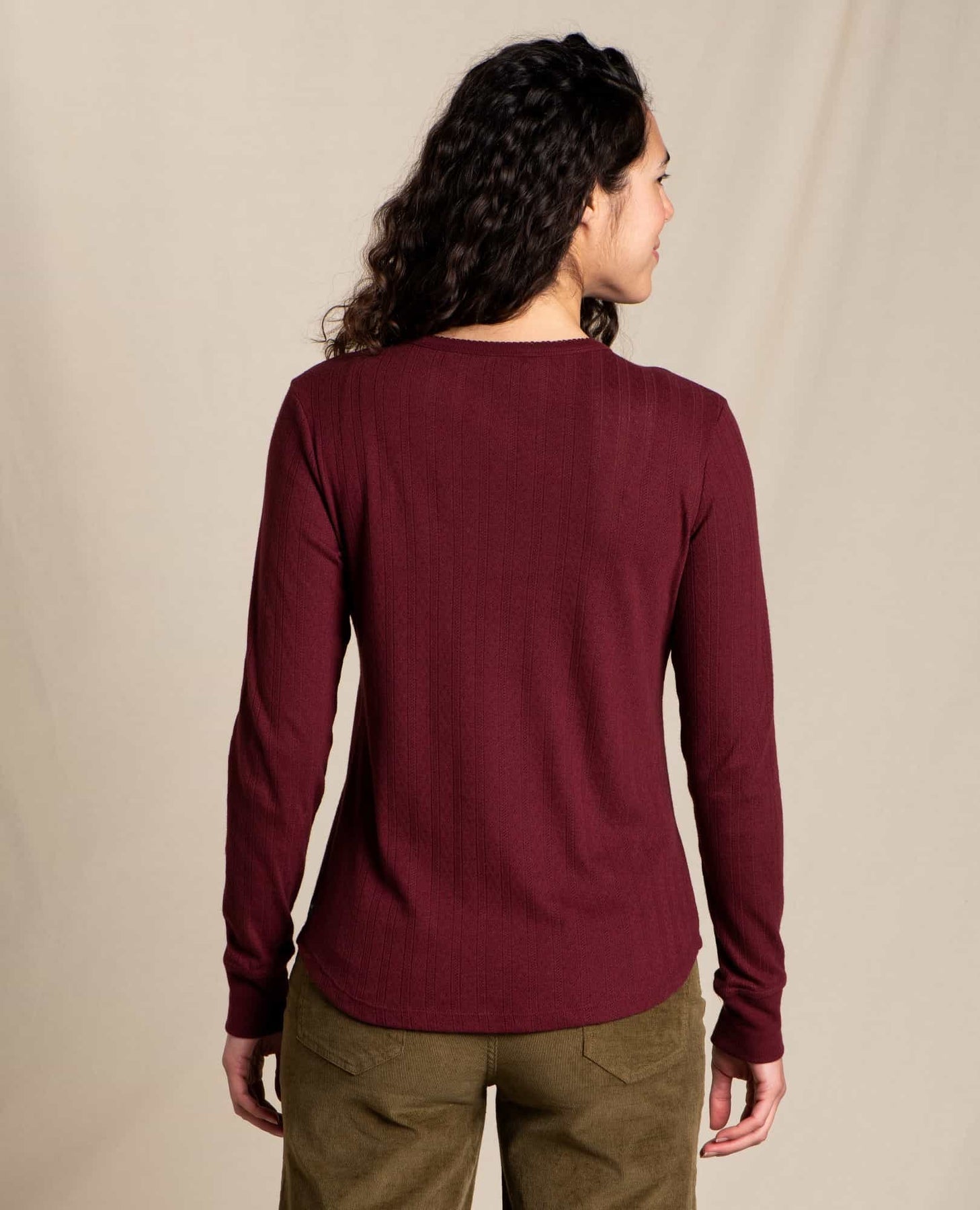 Foothill Pointelle Long Sleeve Crew - Port