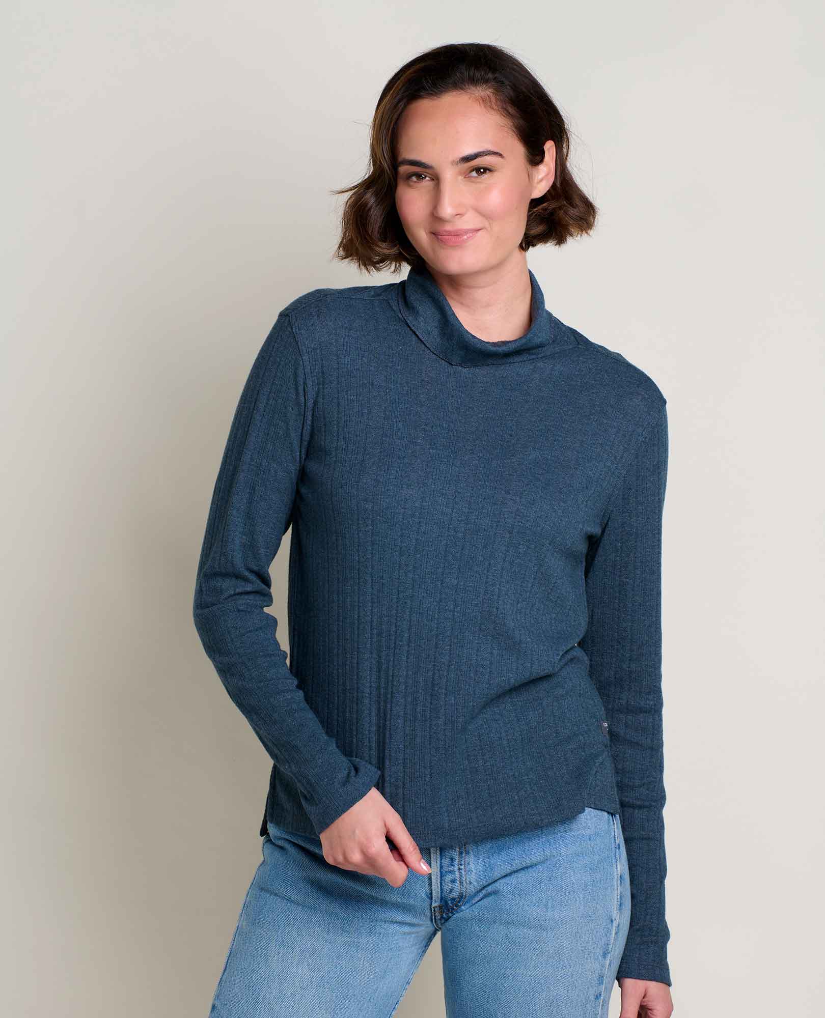 Foothill Pointelle Long Sleeve Turtleneck - Midnight
