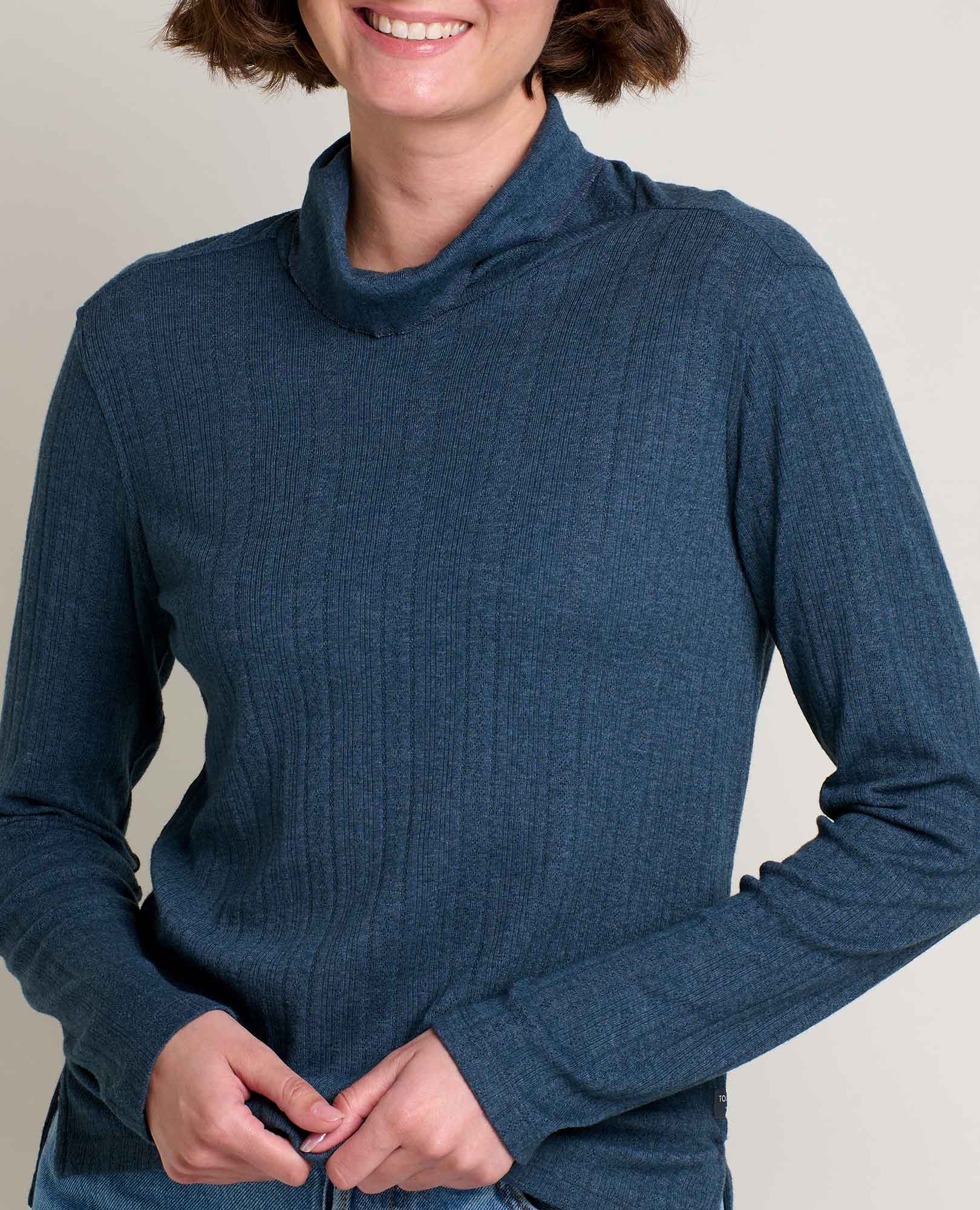 Foothill Pointelle Long Sleeve Turtleneck - Midnight