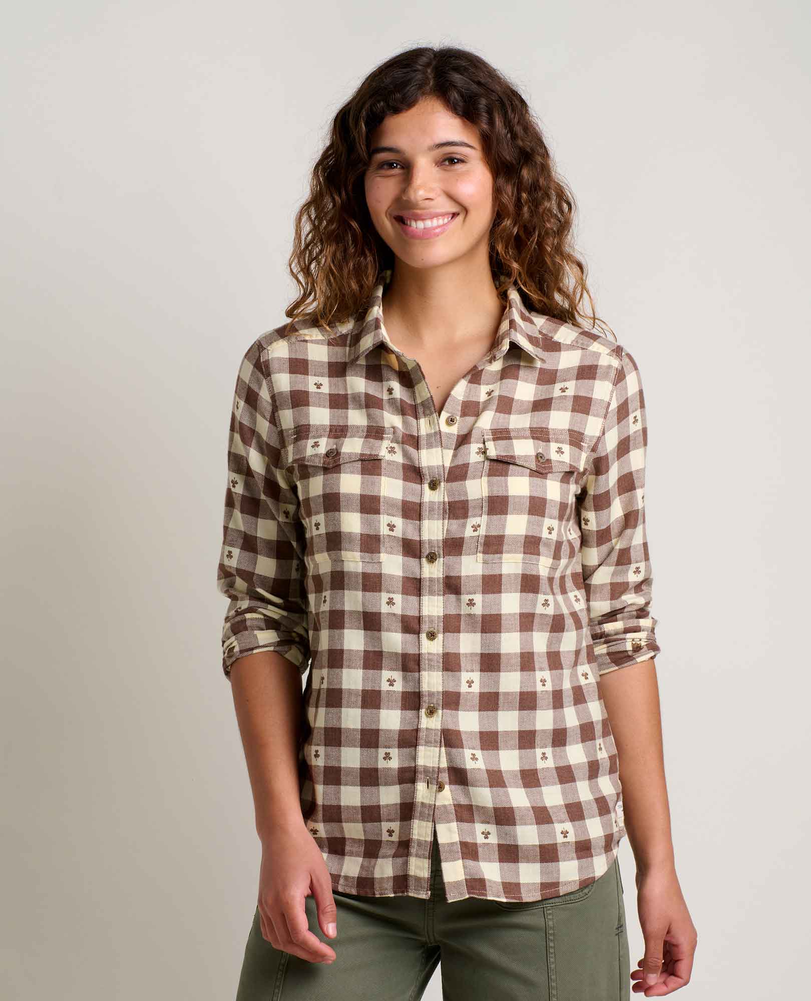 Re-Form Flannel Long Sleeve Shirt - Chestnut Dobby