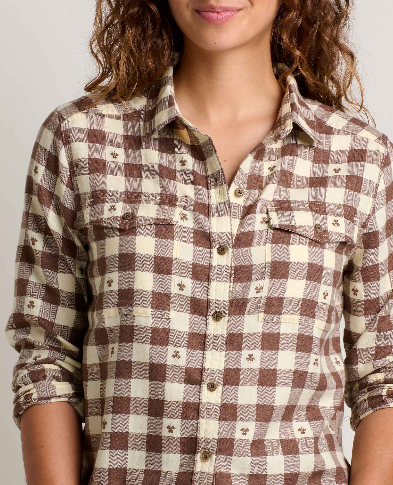Re-Form Flannel Long Sleeve Shirt - Chestnut Dobby