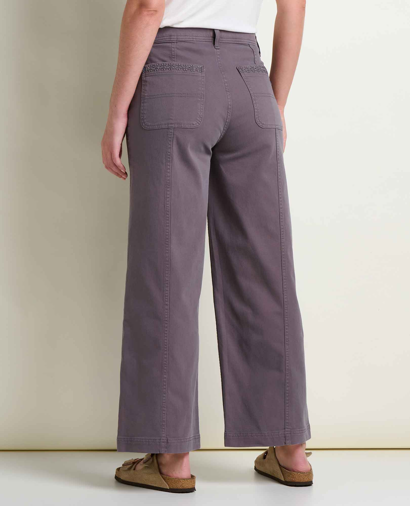 Linden Wide Leg Pant - Ash Embroidery