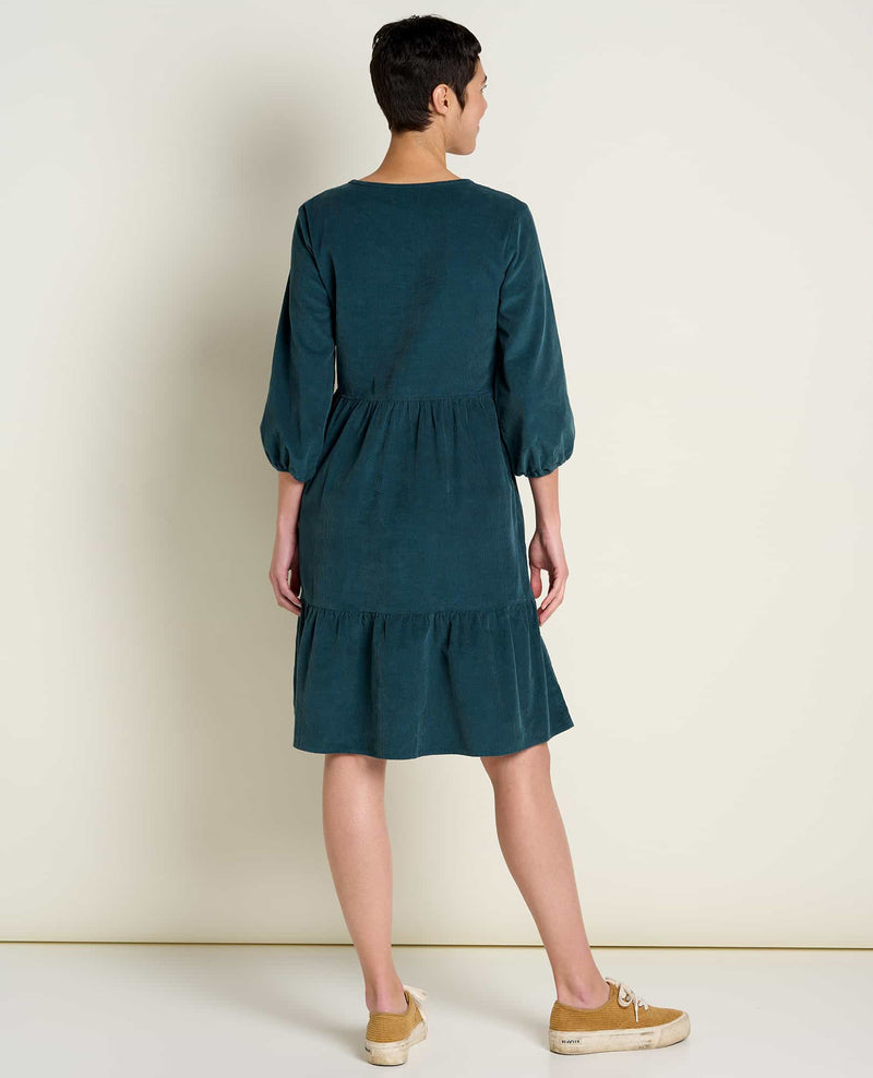 Scouter Cord Tiered Long Sleeve Dress