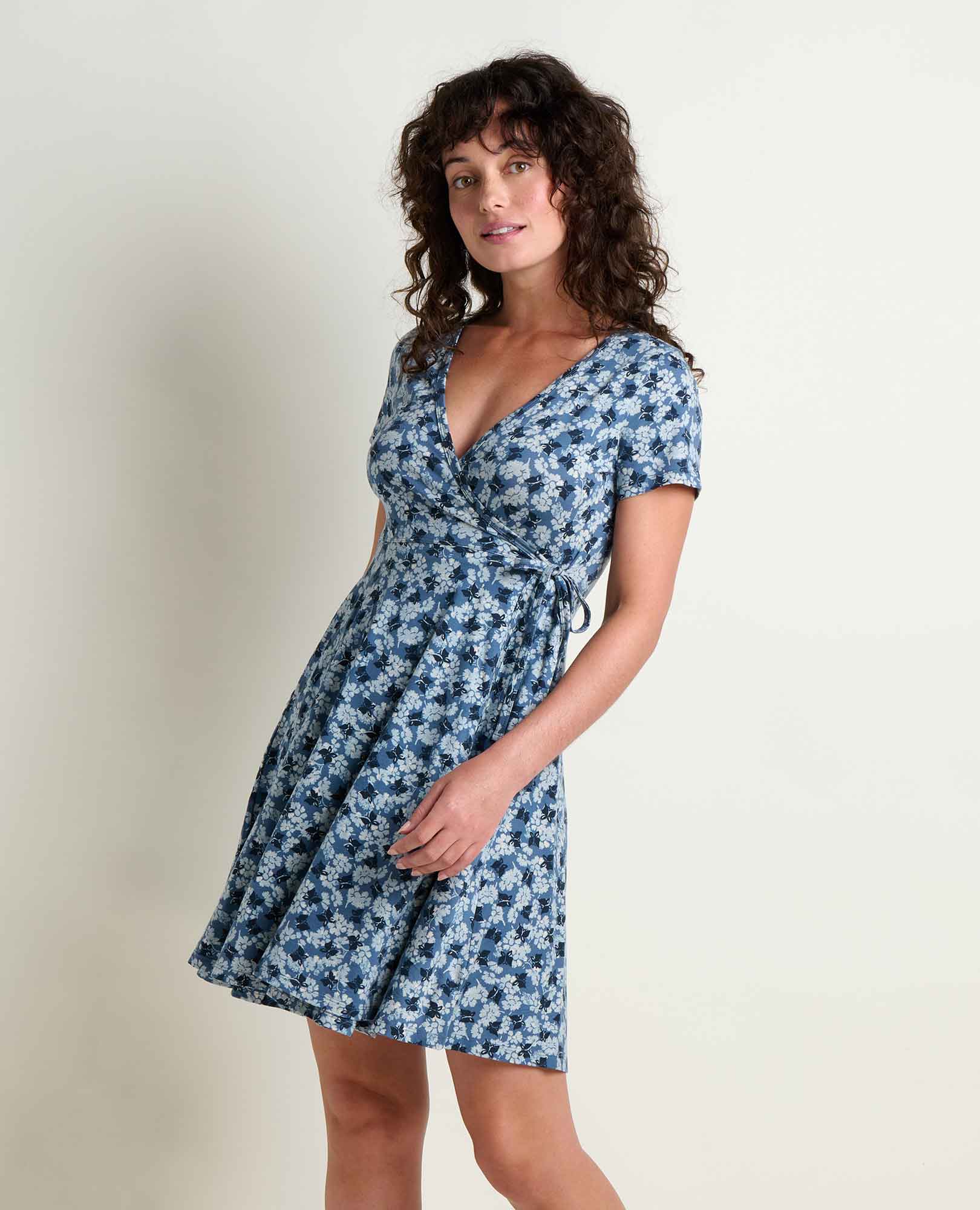 Freesia Wrap Dress - Pacific Blue Print