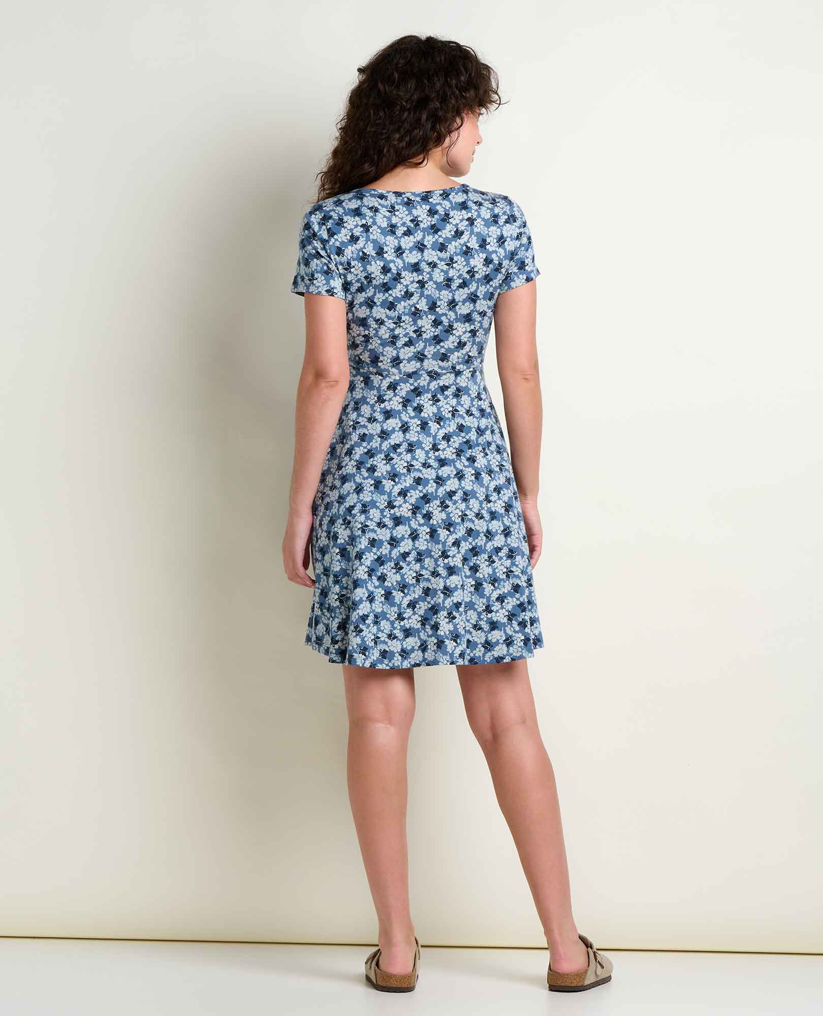 Freesia Wrap Dress - Pacific Blue Print