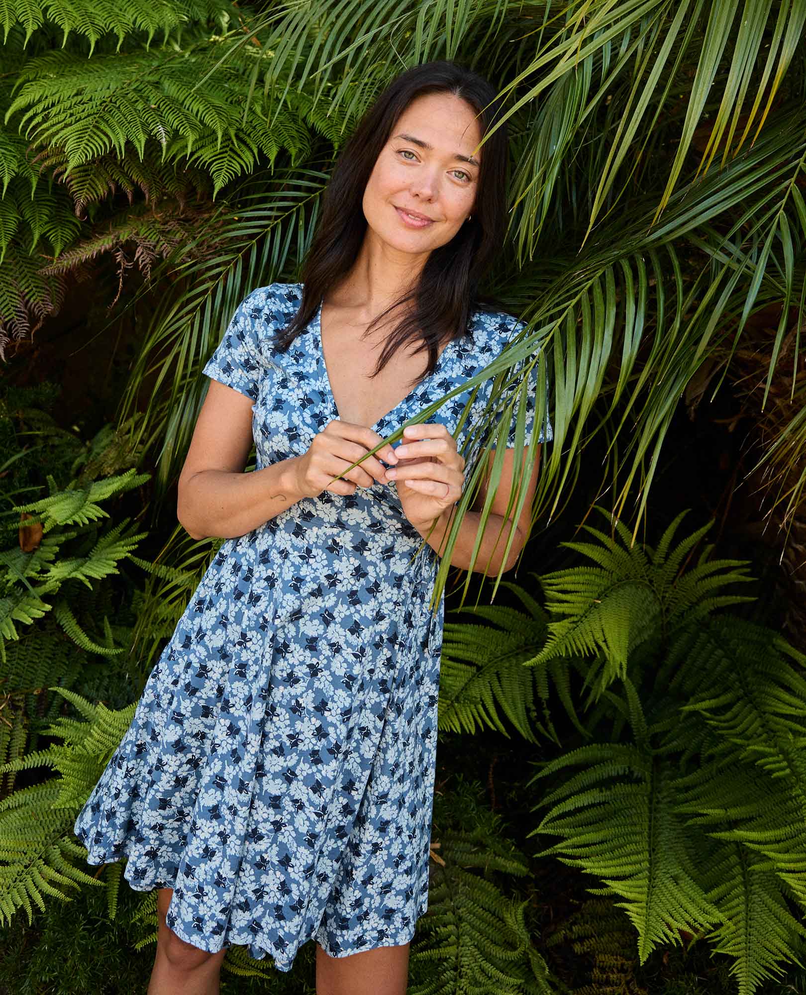 Freesia Wrap Dress - Pacific Blue Print