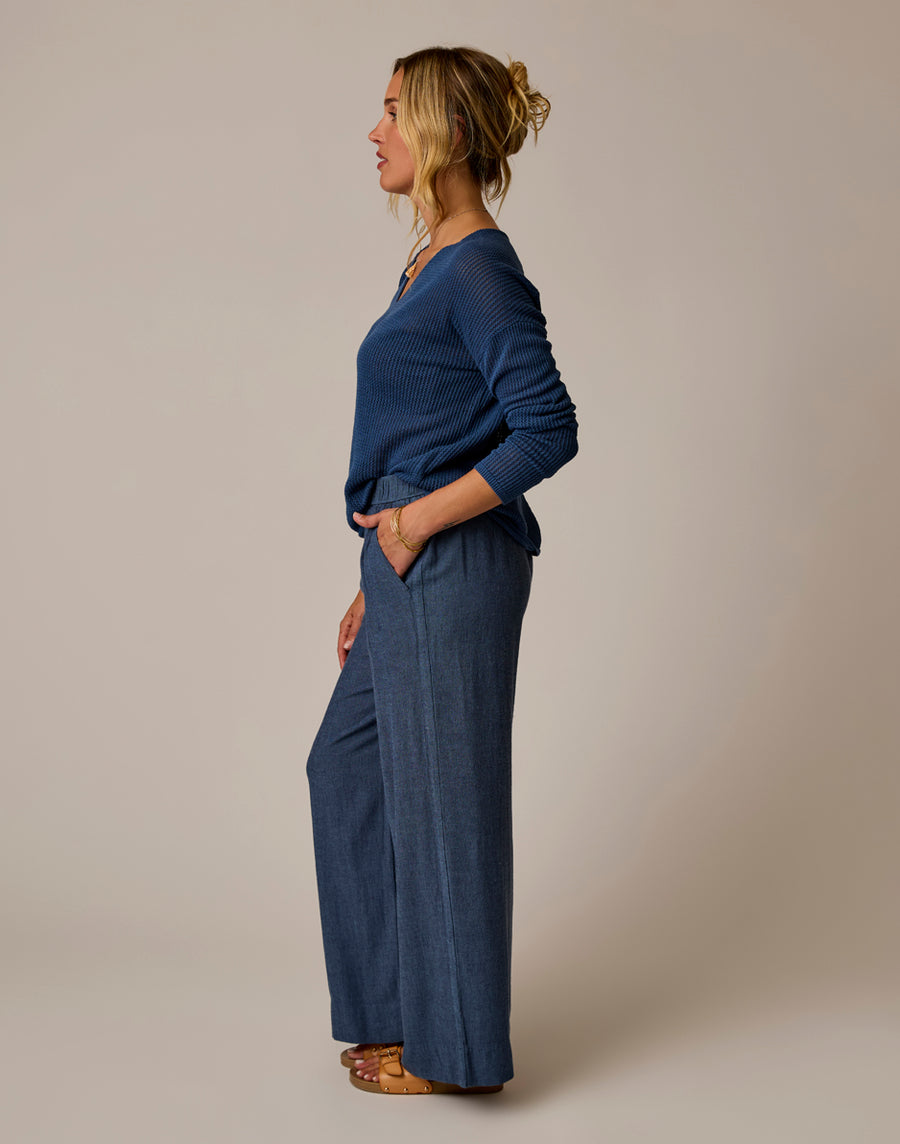 Nico Linen Pant - Captain Chambray