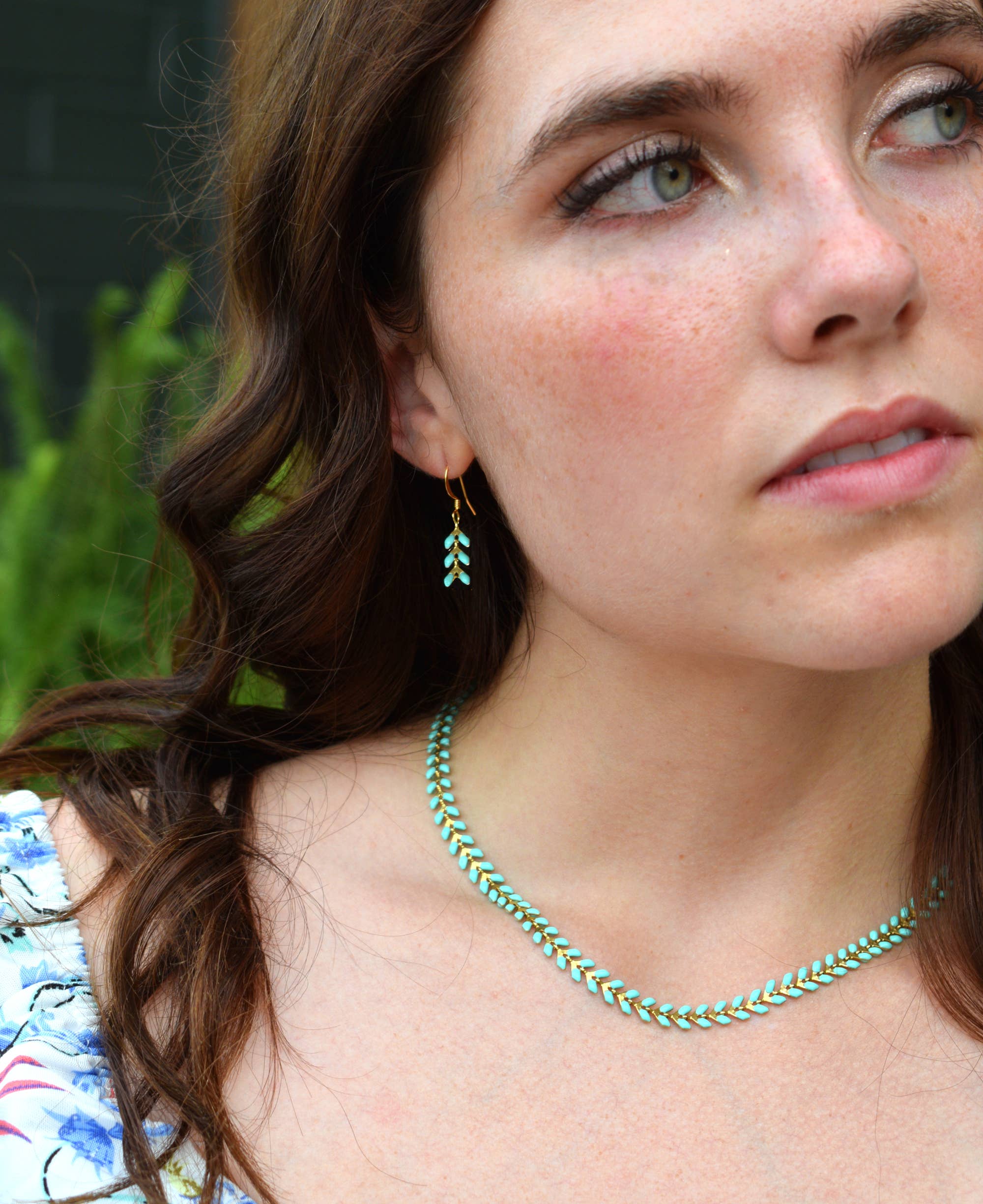Artemis Turquoise Enamel Arrow Chain Necklace