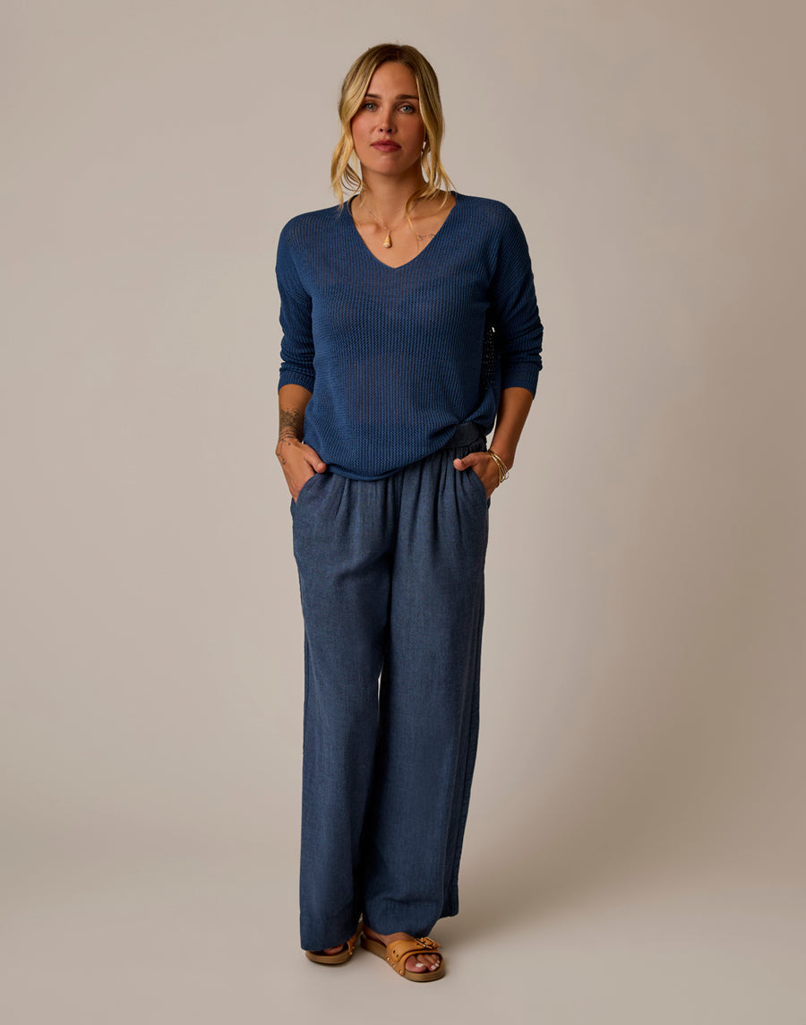 Nico Linen Pant - Captain Chambray