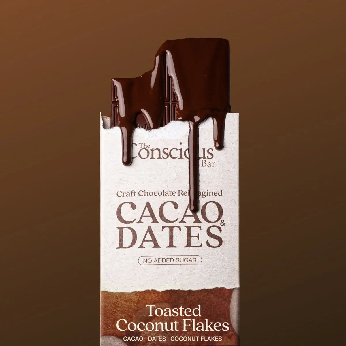 The Conscious Bar - Date Sweetened Dark Chocolate - Toasted Coconut Flakes