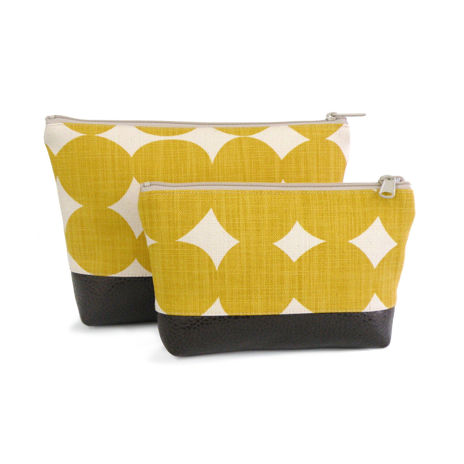 Small Cosmetic Clutch in Yellow Dots