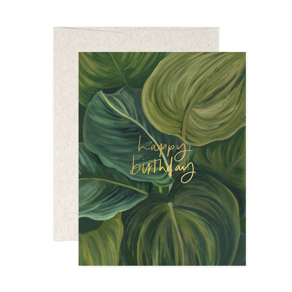 Green Leaves Birthday Greeting Card