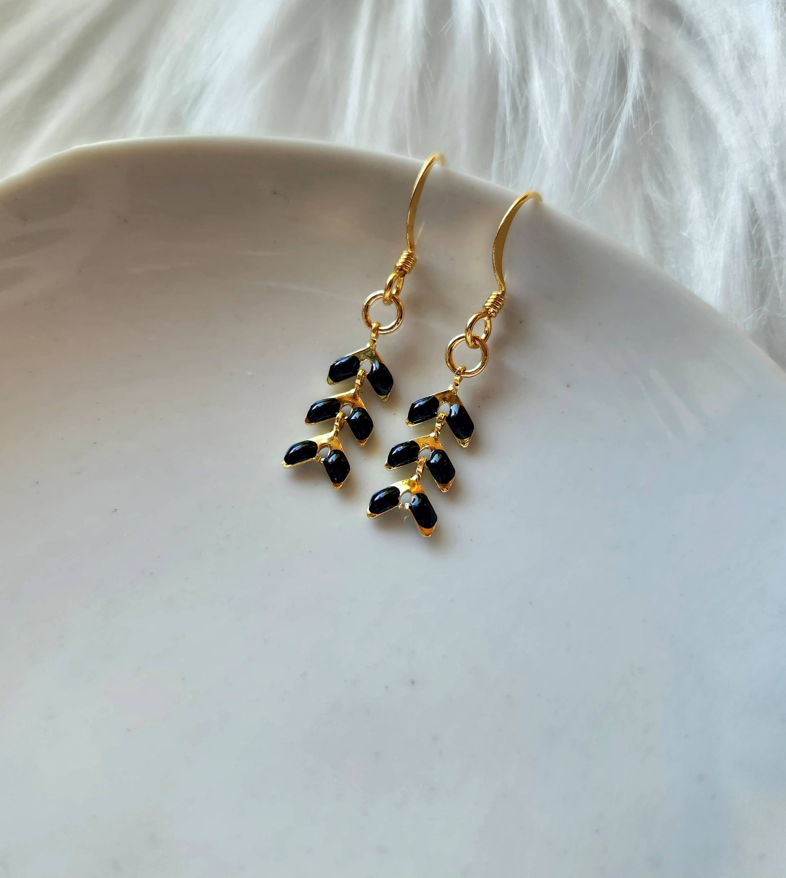 Artemis Black Enamel Arrow Earrings