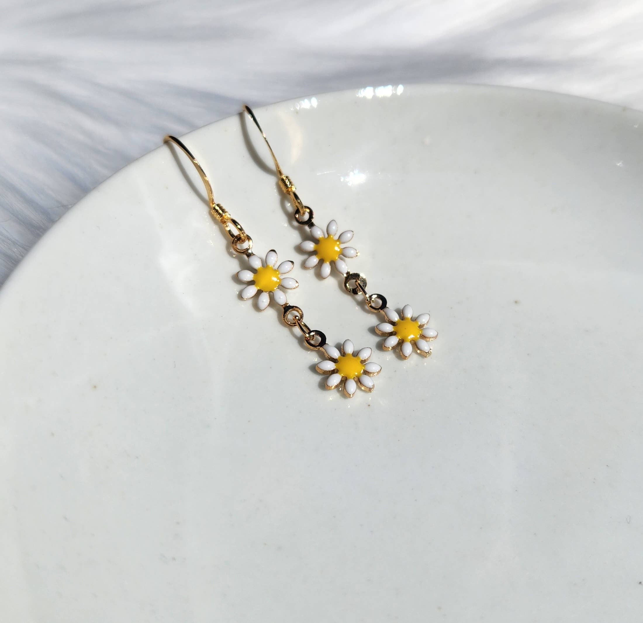 Daisy Enamel Dangle Earrings