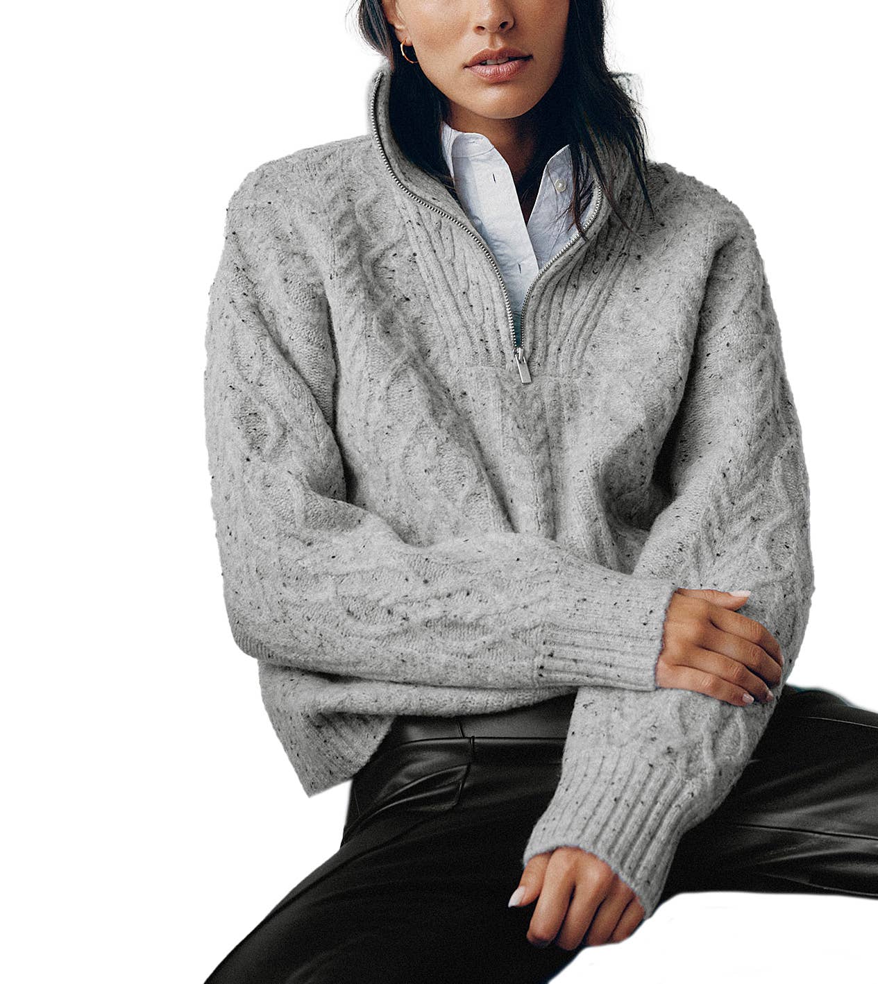 Quarter Zip Mock-Neck Sweater