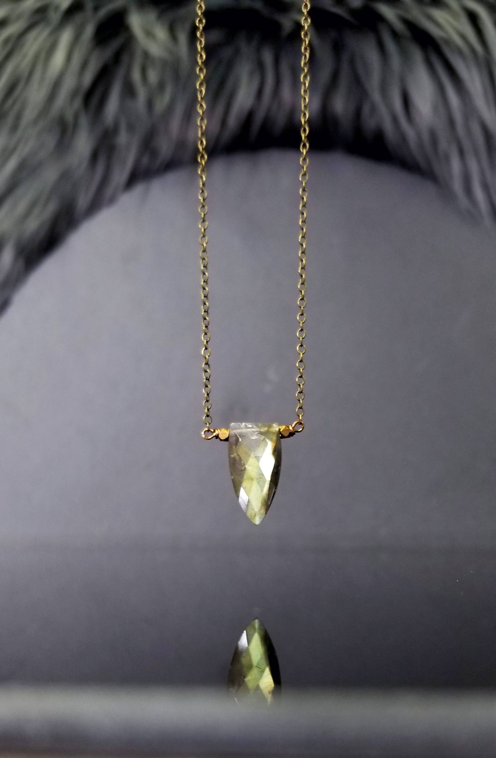 Labradorite Shield Stone Pendant Necklace