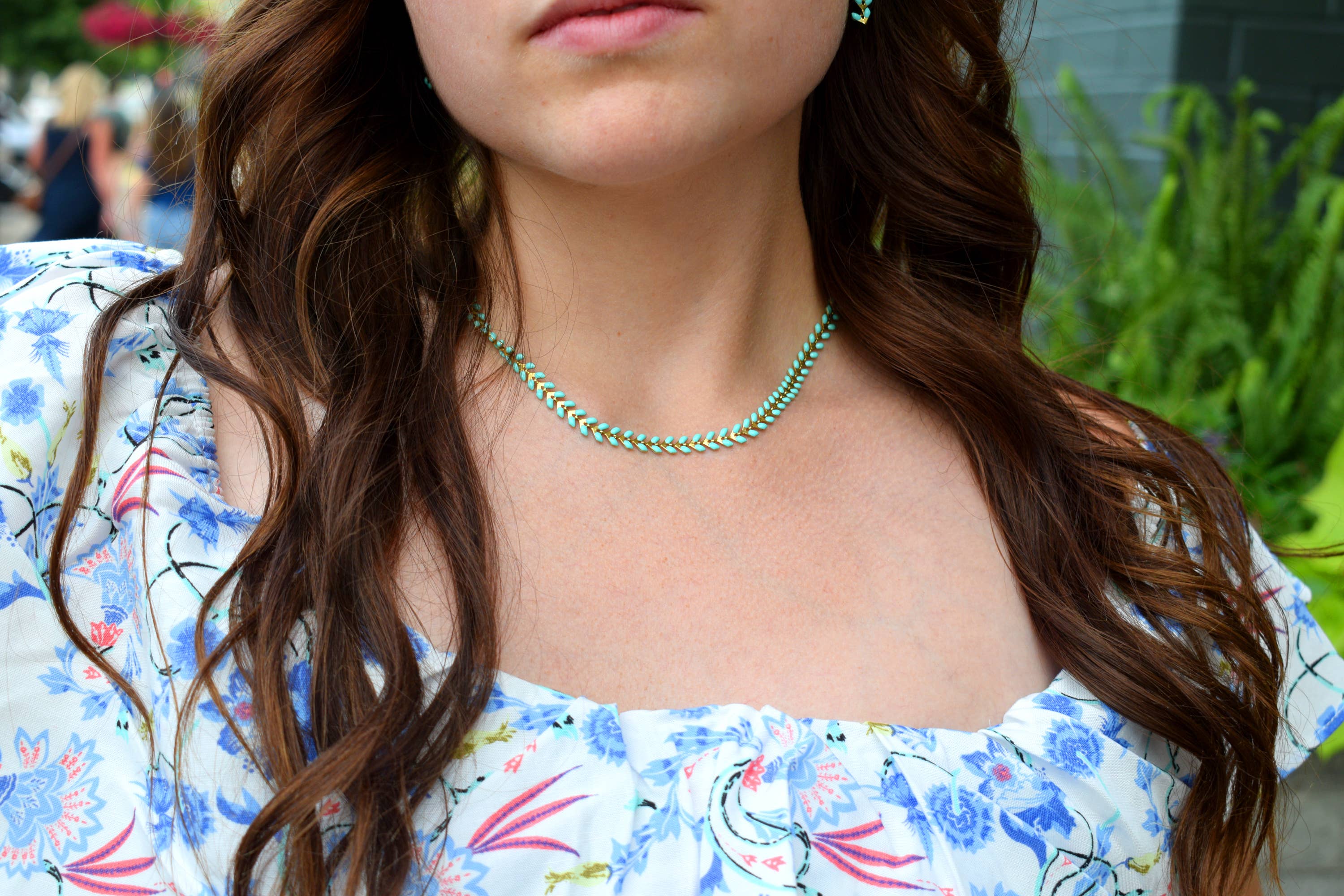 Artemis Turquoise Enamel Arrow Chain Necklace