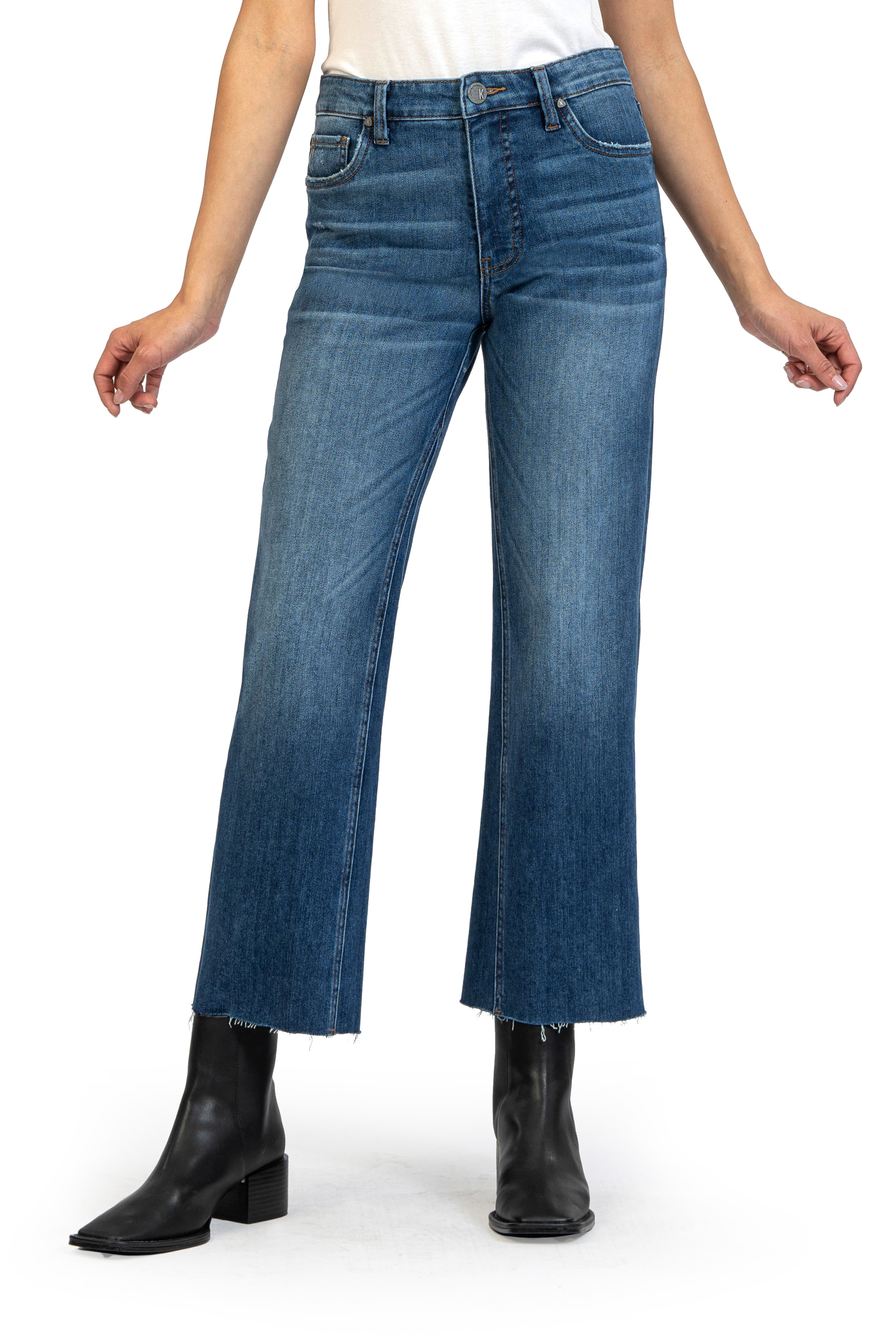 High Rise Kelsey Fab Ab Ankle Flare -Improve w/ Euro Base Wash