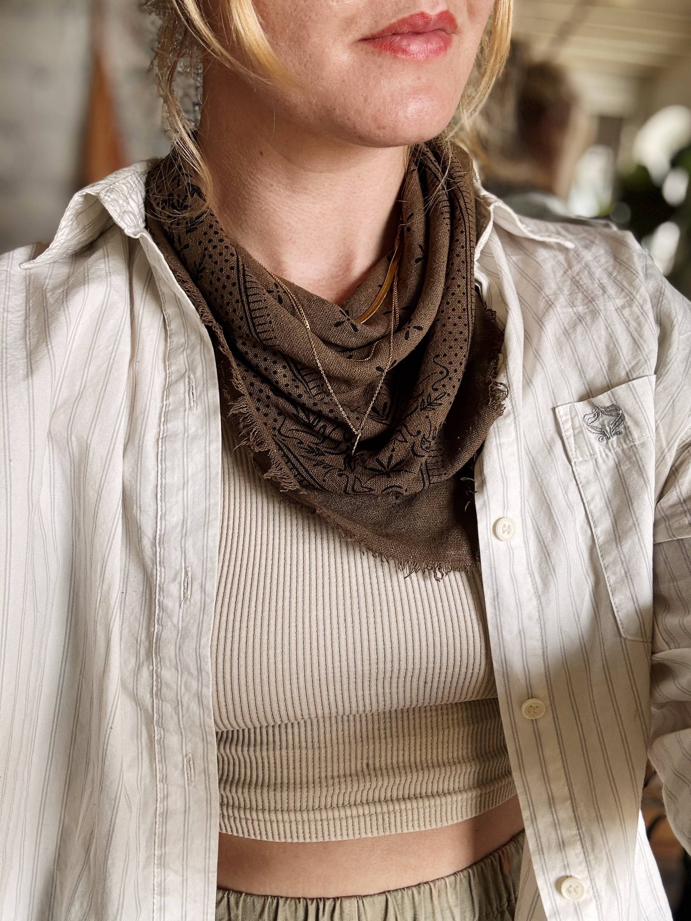 Limited Edition Chocolate Classic Print Plant Dyed Bandana