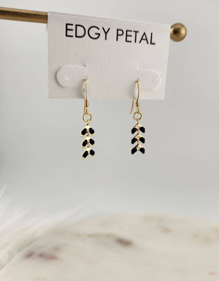 Artemis Black Enamel Arrow Earrings